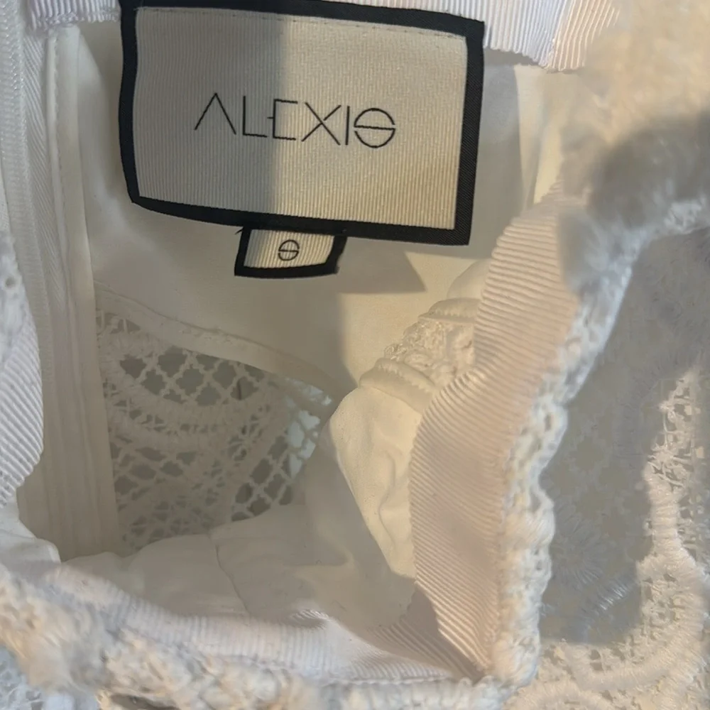 Alexis Lyssa White Pleat Midi Crochet Dress - Picture 5 of 6